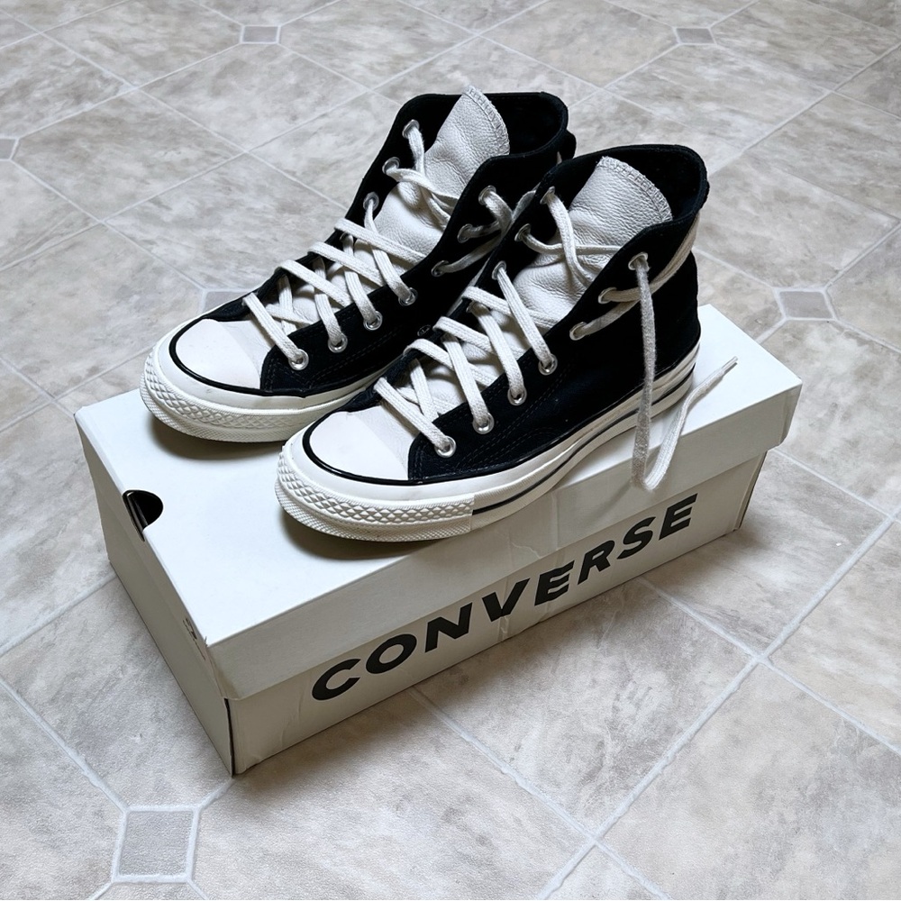 USED Authentic Converse x Essentials Chuck 70 Hi Top Sneakers in Black Natural